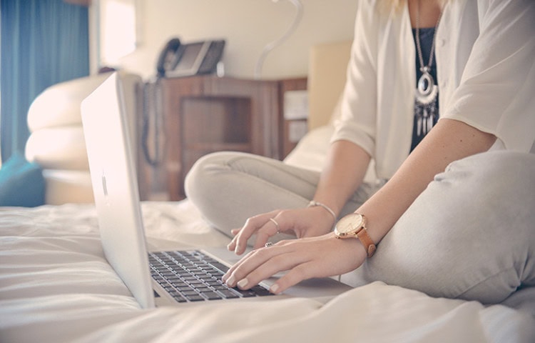 Apple and bed in a bedroom